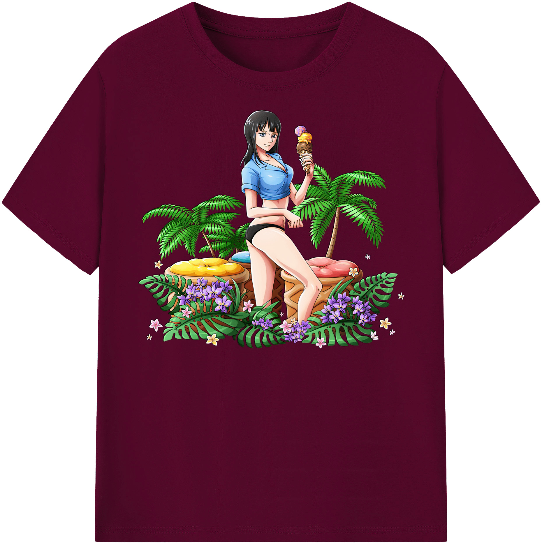 ワンピース ニコ・ロビン ONE PIECE Nico Robin レディースカジュアルプリントTシャツ（綿100％）